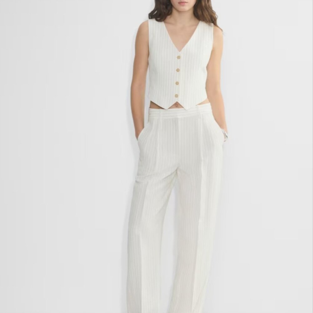 NWT Aritzia The Effortless Pant - CruiseLinen White Stripe 6